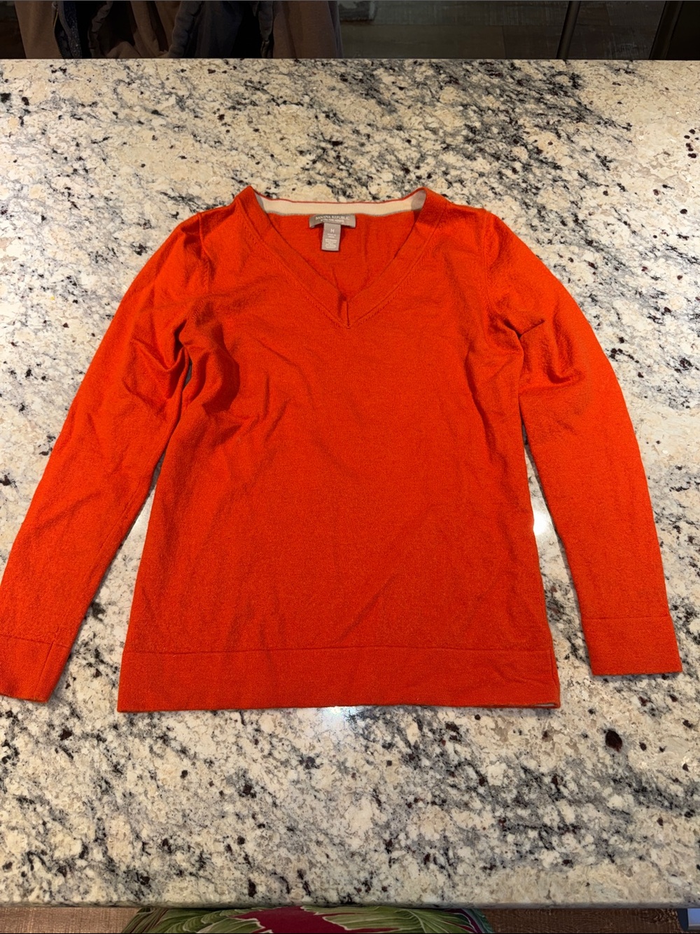 Banana Republic Women's V-Neck Lightweight Sweater in Bright Orange